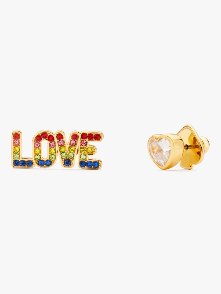 Rainbow Love Asymmetrical Studs, Multi, Product