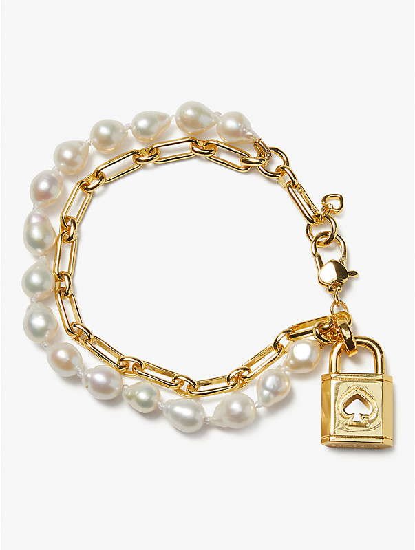Lock And Spade Pearl Armband, , rr_large