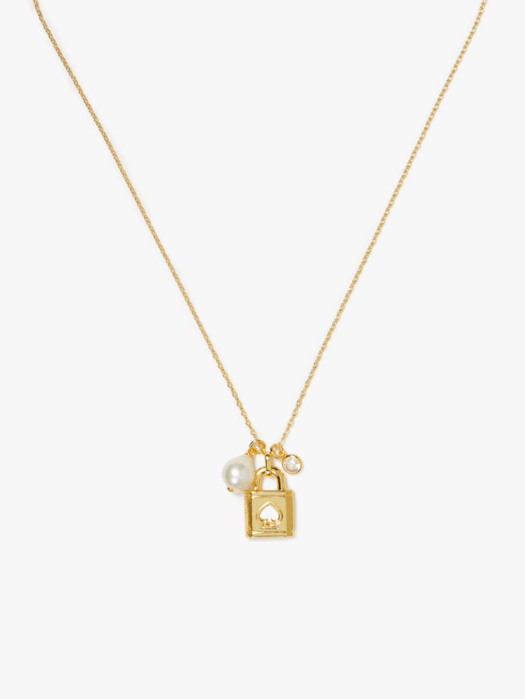 Lock And Spade Charm Mini Pendant, Cream Multi, ProductTile