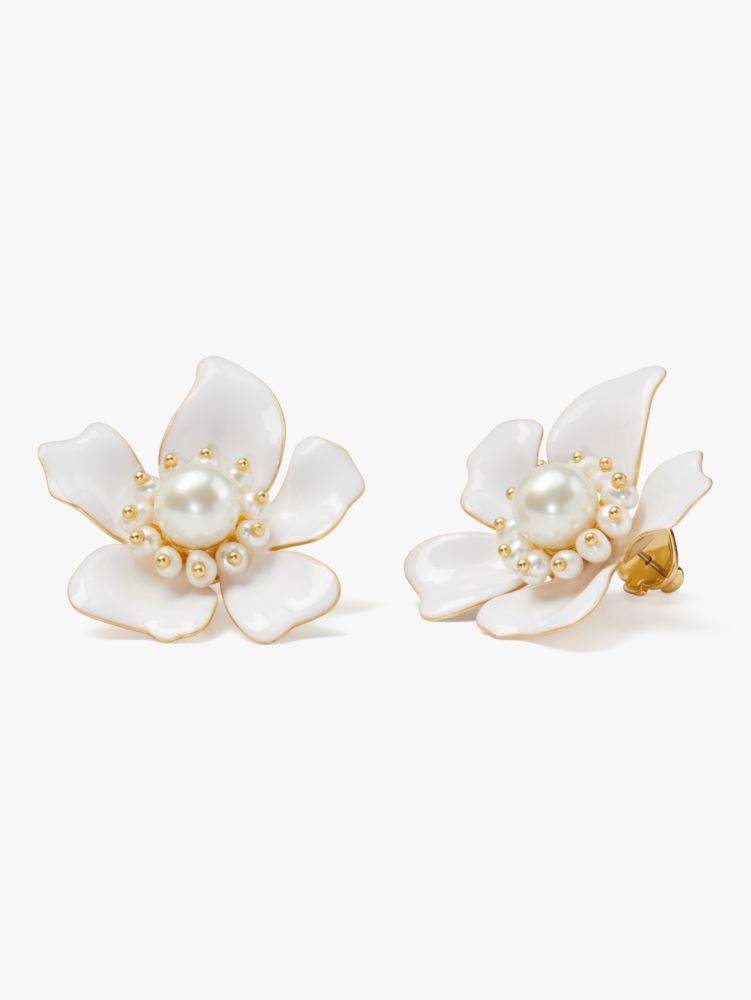 Flora Statement Studs, White, ProductTile