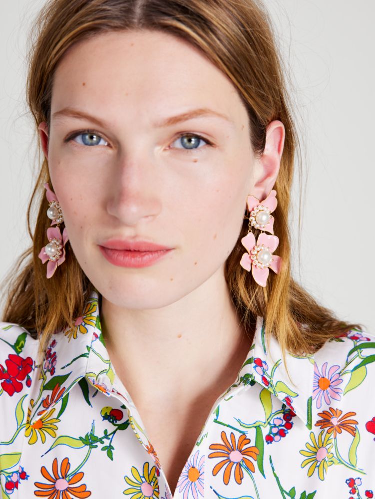 Flora Statement Earrings, Blush, Product