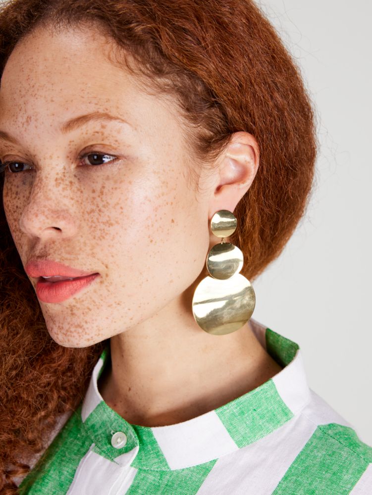 Liana Stacked Disc Earrings, Gold, Product