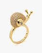 Fruit Salad Pavé Snail Ring, Clear/Gold, Product