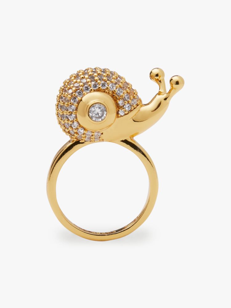 Fruit Salad Pavé Snail Ring, Clear/Gold, Product