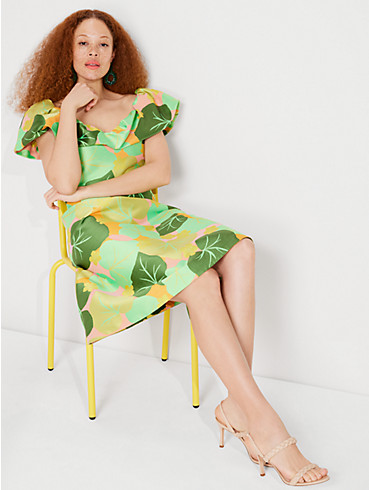 Volant-Kleid mit Gurken-Blumen-Print, , rr_productgrid