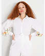 Embroidered Gathered Sleeve Shirt, Fresh White, Product