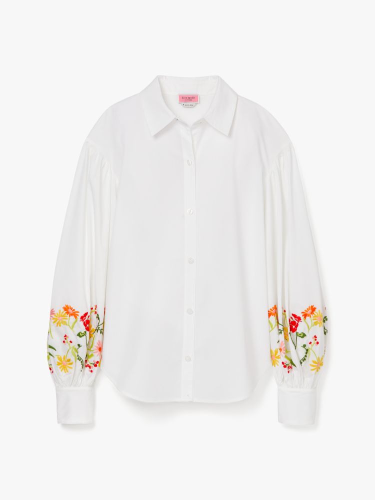 Embroidered Gathered Sleeve Shirt | Kate Spade New York