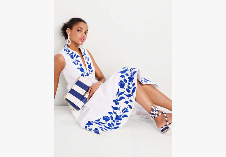 Embroidered Zigzag Floral Midi Dress, Fresh White, Product image number 0