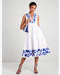 Embroidered Zigzag Floral Midi Dress, Fresh White, Product