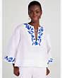 Embroidered Zigzag Floral Top, Fresh White, Product