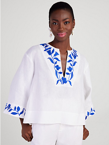 embroidered zigzag floral tunic top, , rr_productgrid