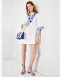 Embroidered Zigzag Floral Tunic Dress, Fresh White, Product