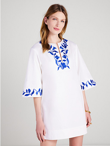 embroidered zigzag floral tunic dress, , rr_productgrid
