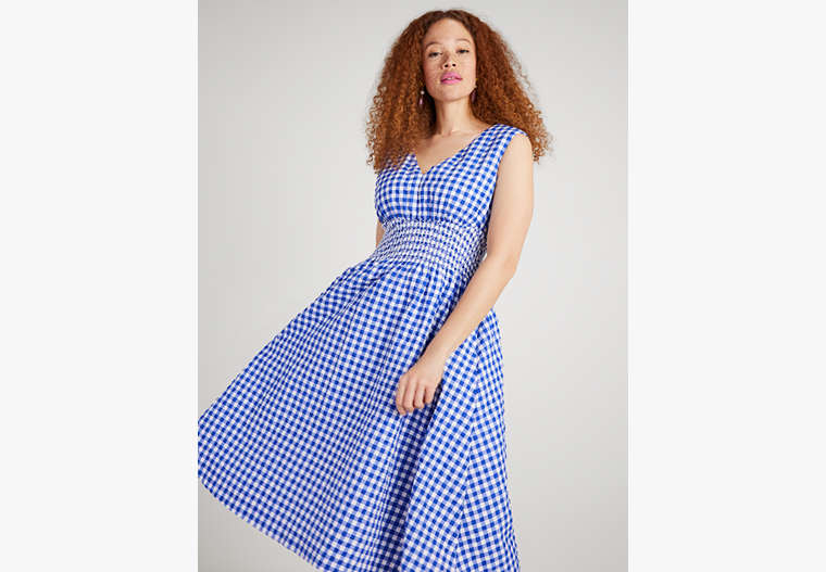 Kleid Mit Vichymuster, Gesmokt, Blueberry, Product
