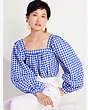 Gingham Square-neck Top, Blueberry, Product