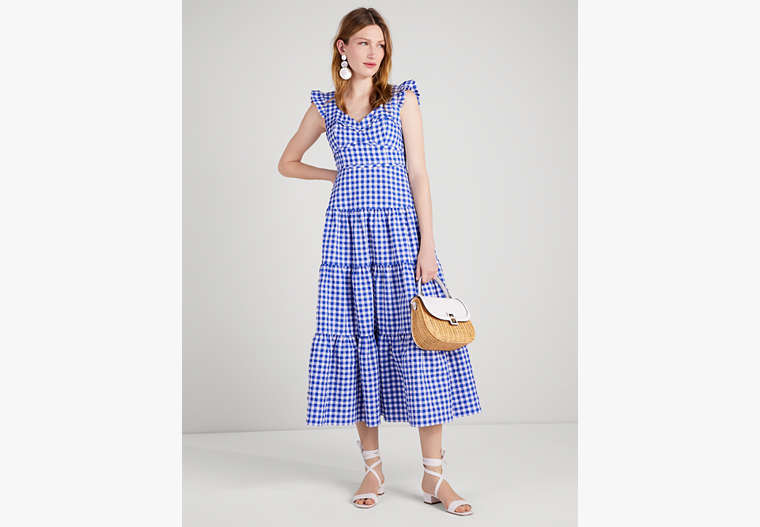 Gingham Tiered Dress, Blueberry, Product image number 0
