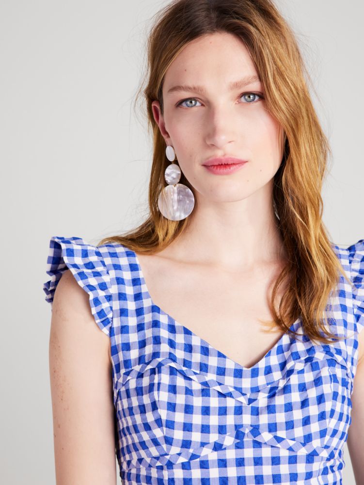 Gingham Tiered Dress, Blueberry, Product