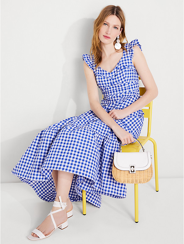 gingham tiered dress, , rr_large