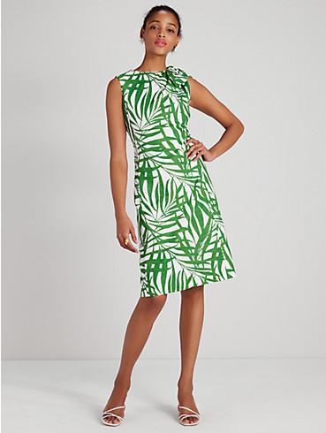 Kleid mit Knoten an den Schultern und Palmwedel-Print, , rr_productgrid