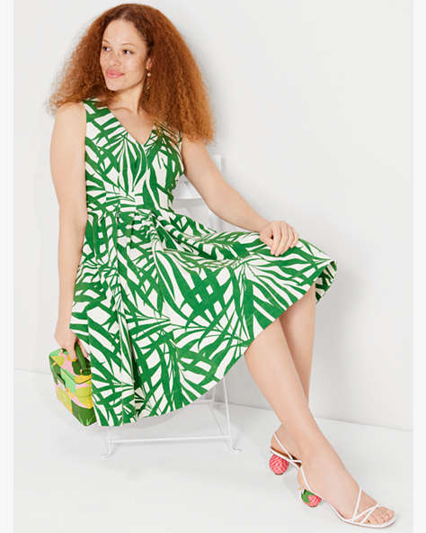 Palm Fronds Amelia Dress, Bitter Greens, ProductTile