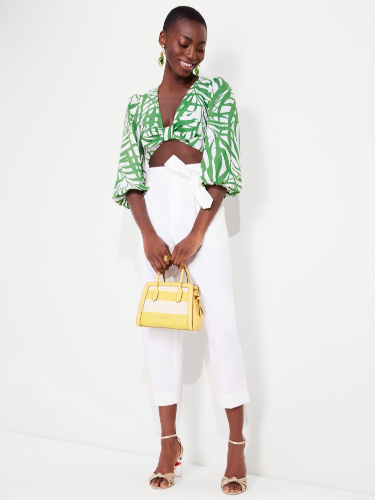 Kate spade Palm Fronds Bow Front Crop Top