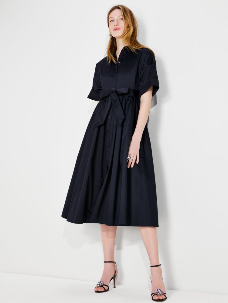 Poplin Midi Montauk Dress, Black, Product