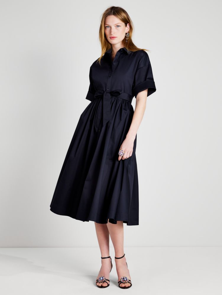 Poplin Midi Montauk Dress, Black, Product