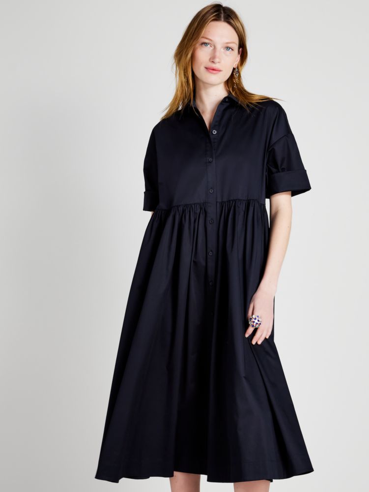 Poplin Midi Montauk Dress, Black, Product