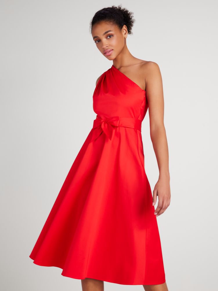 Poplin Belted Sabrina Dress, Flame Scarlet, Product