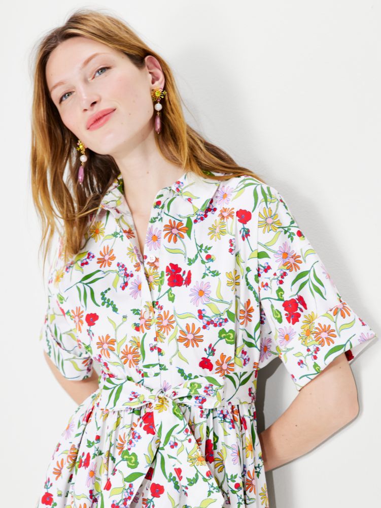 Rooftop Garden Floral Montauk Dress, Fresh White Multi, Product