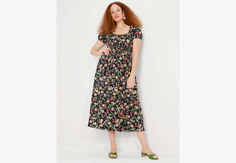 Rooftop Garden Floral Riviera Dress, Black Multi, Product