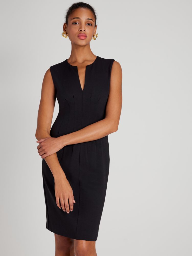 Seamed Ponte Dress, Black, Product