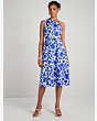 Zigzag Floral Belted Sabrina Dress, Blueberry, Product