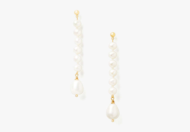 Pearl Play Linear Earrings, Pearl, Product