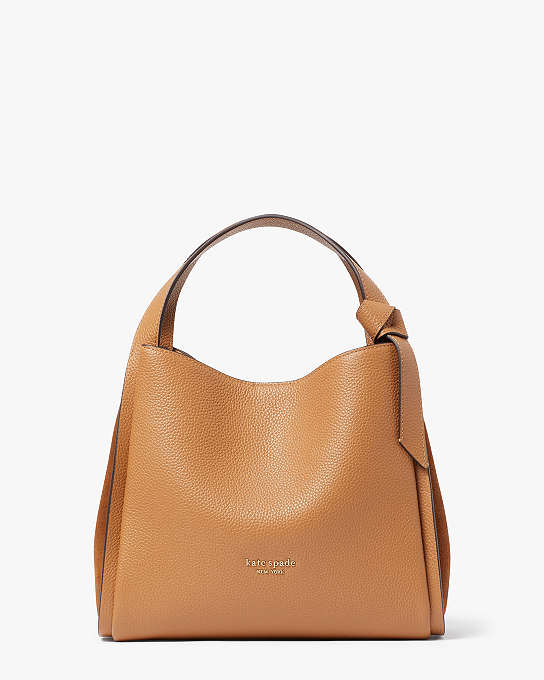 Shopkeeper Skiing the wind is strong Knott Pebbled Leather & Suede Medium Crossbody Tote | Kate Spade New York