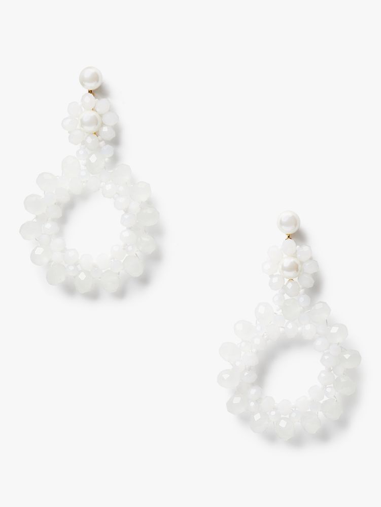 Marguerite Beaded Earrings, White, Product