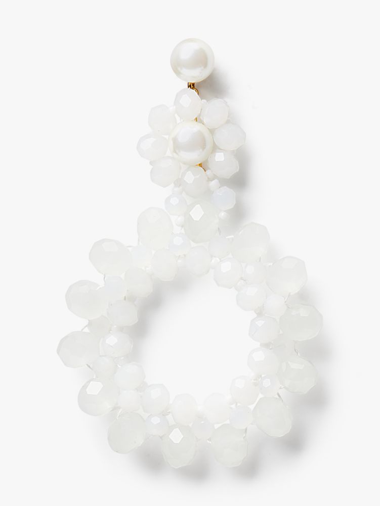 Marguerite Beaded Earrings, White, Product