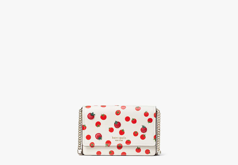 Spencer Tomato Dot Embellished Flap Chain Wallet, Parchment Multi, Product image number 0