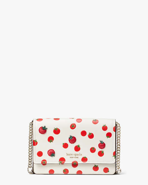 Spencer Tomato Dot Embellished Flap Chain Wallet, Parchment Multi, ProductTile