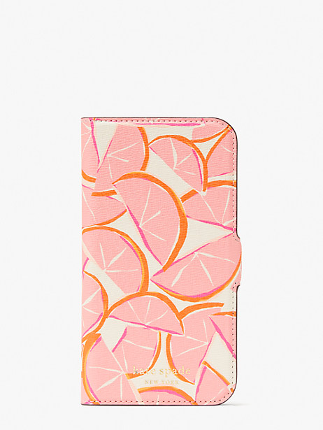 spencer grapefruit iphone 13 pro magnetic wrap folio case