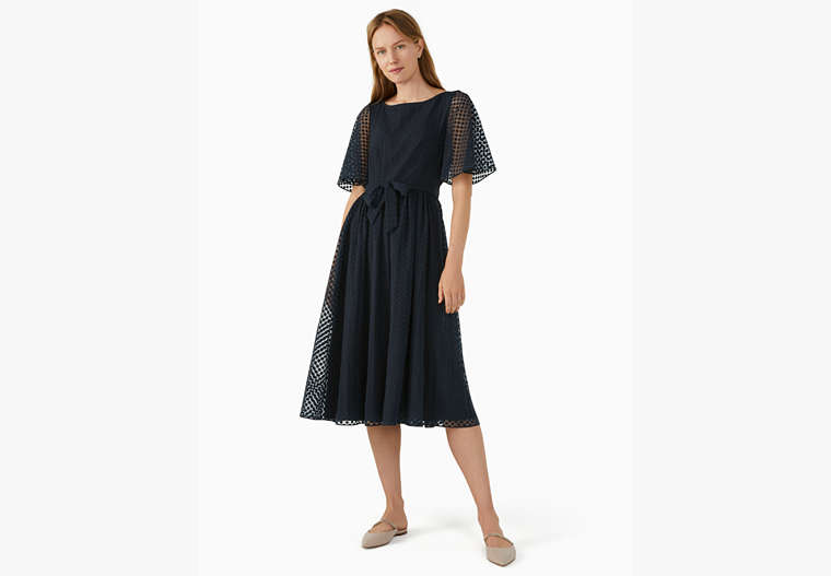 Burnout Flutter-sleeve Dress, Blazer Blue, Product