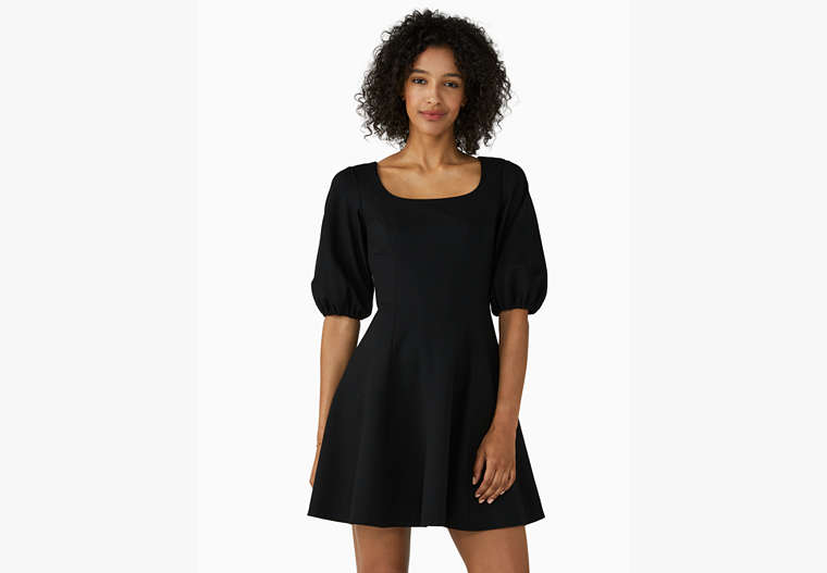 Ponte Puff-sleeve Dress, Black, Product