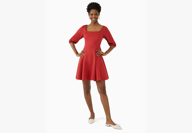 Ponte Puff-sleeve Dress, Candied Cherry, Product image number 0