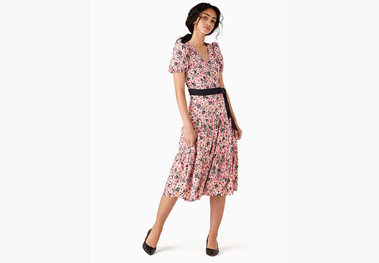 Rosette Blooms Wrap Dress, Cream Multi, Product