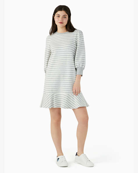 Kate Spade,sailing stripe sweatshirt dress,cotton,60%,Grey Melange