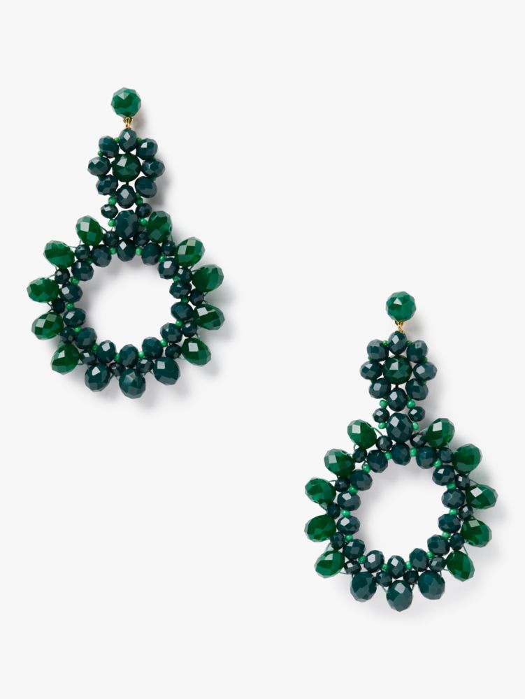 Marguerite Beaded Earrings, Green, Product