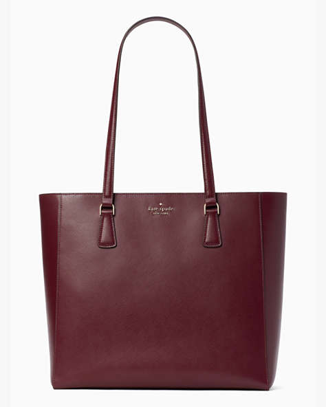 Perry Leather Laptop Tote, Deep Berry, ProductTile