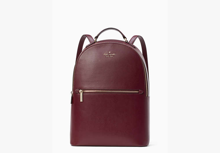 Perry Leather Large Backpack, Deep Berry, Product image number 0