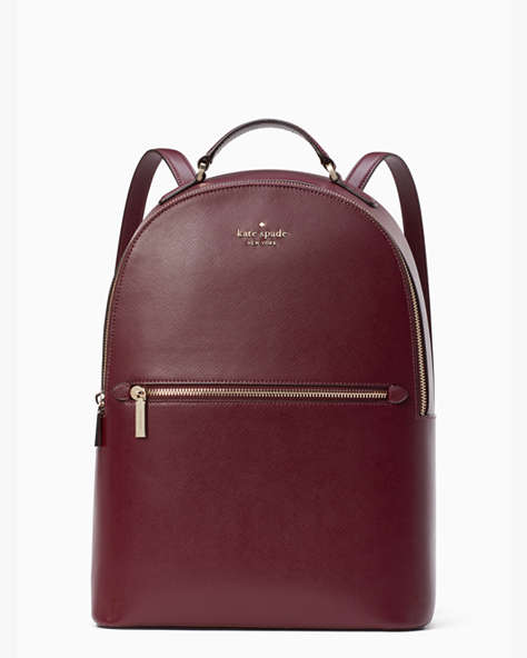 Perry Leather Large Backpack, Deep Berry, ProductTile
