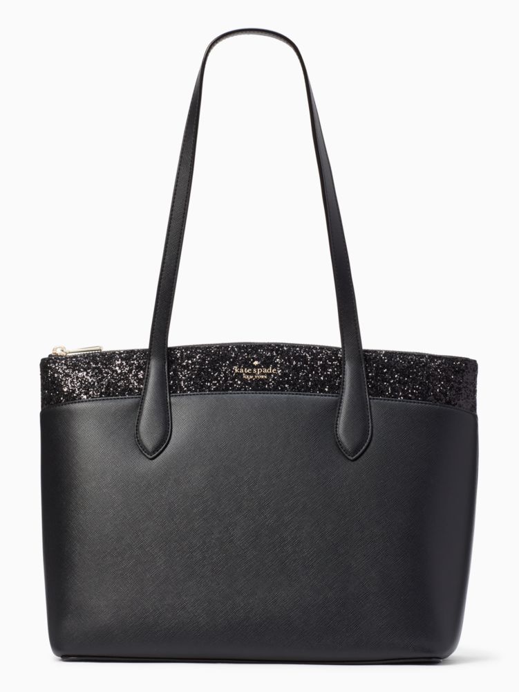Arriba 32+ imagen kate spade black purse with glitter